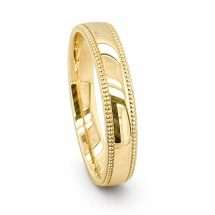 9ct Yellow Gold 3mm Beaded Millgrain Edge Wedding Ring