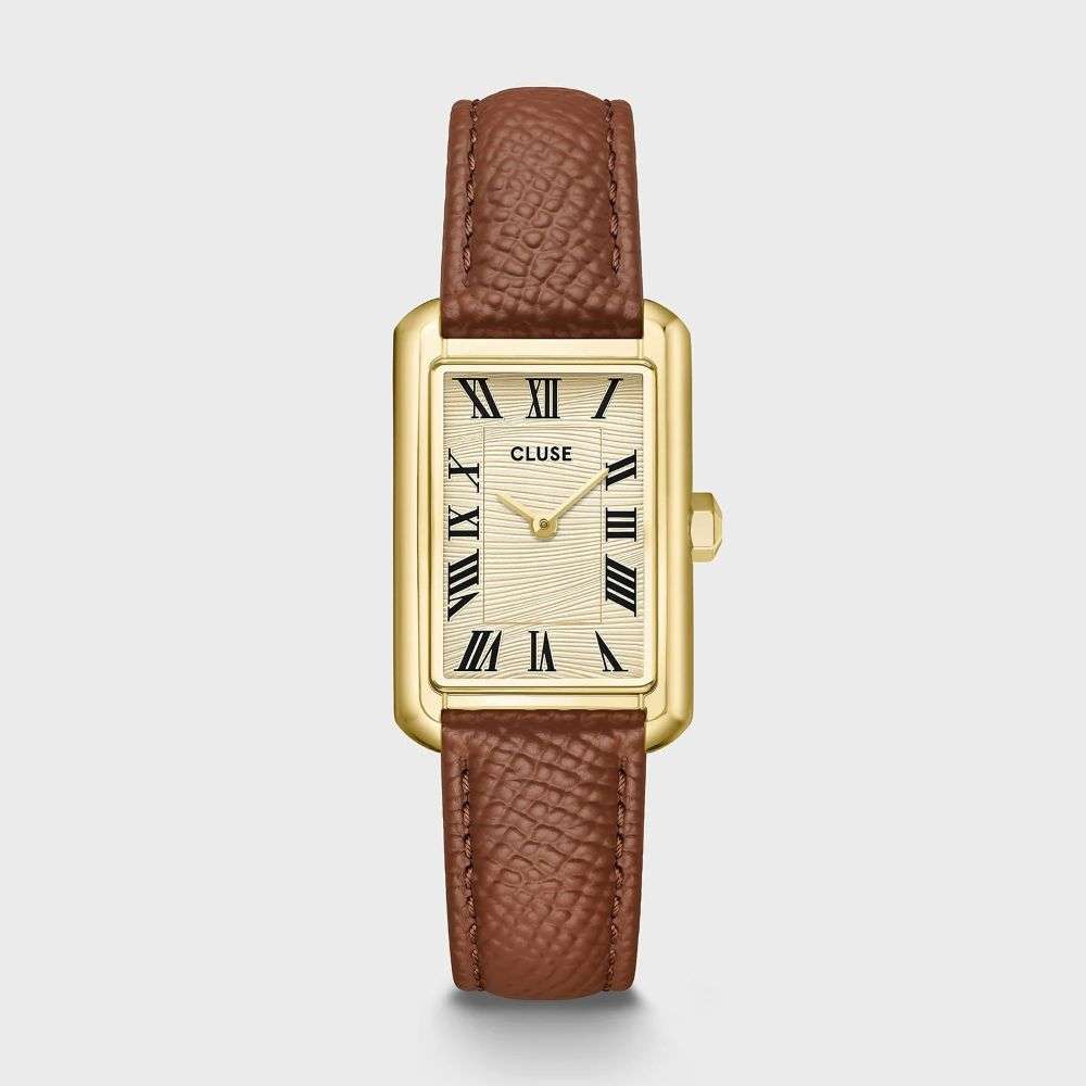 CW15008 cluse Belisenna Watch Leather Nutshell Sand Textured Gold Colour front image CW15008 cluse Belisenna Watch Leather Nutshell Sand Textured Gold Colour front image
