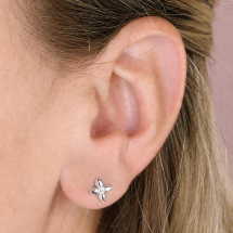Sterling Silver Petal CZ Set Stud Earrings