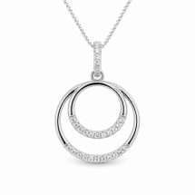 Sterling Silver Double Circle CZ Set Pendant