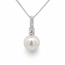 Sterling Silver Pearl And CZ Drop Pendant