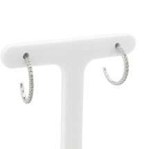 Sterling Silver 15mm Half Hoop Pave CZ Set Earrings