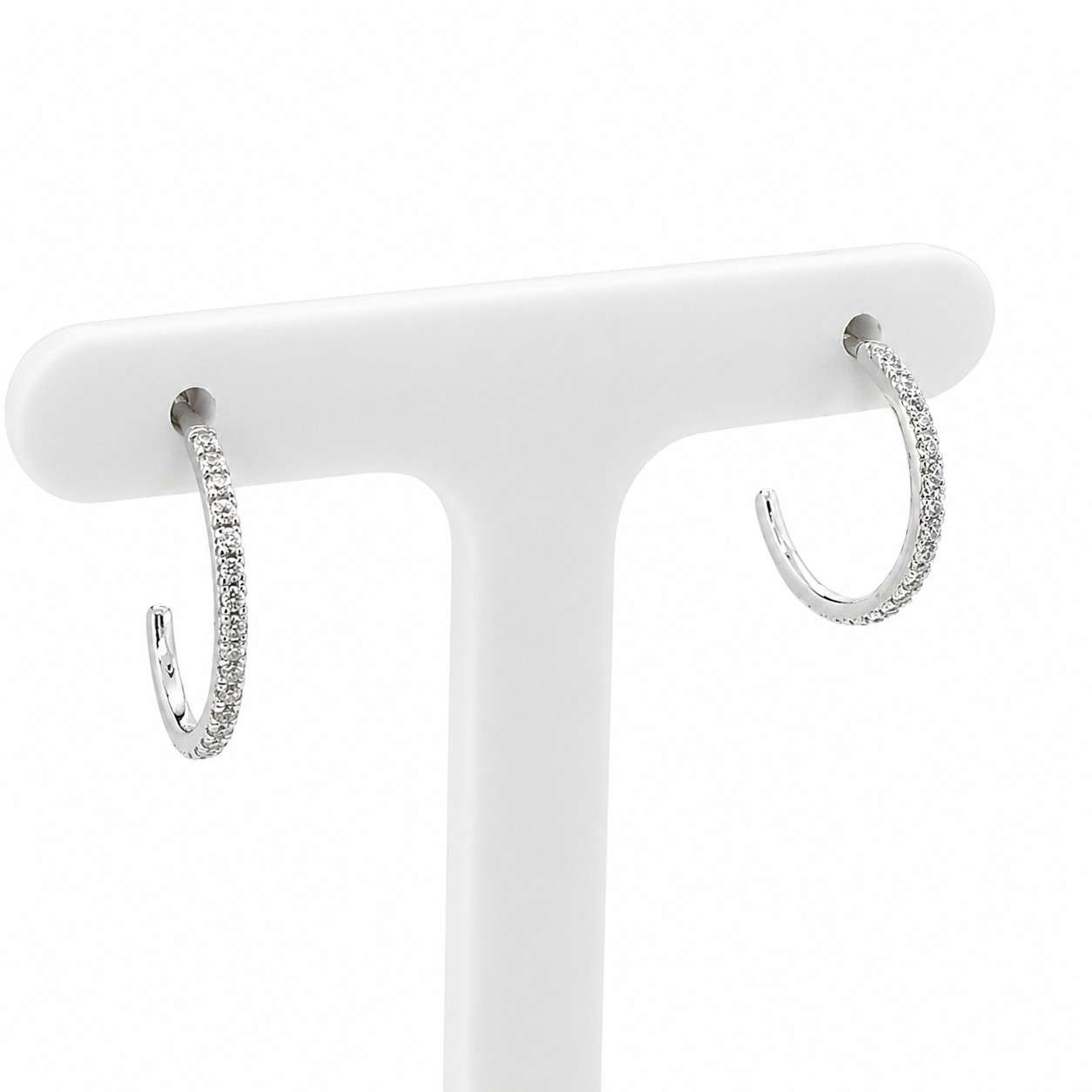 H7235-S Sterling silver pave cz half hoop earrings front image