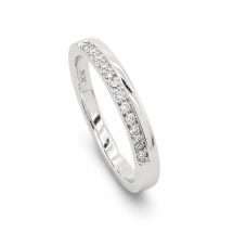 18ct White Gold 10pts Diamonds Pave Off Set Wedding Ring