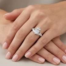 9ct White Gold 1.20ct Lab Diamond Set Claddagh Ring