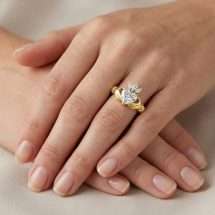 9ct Yellow Gold 1.20ct Lab Diamond Set Claddagh Ring