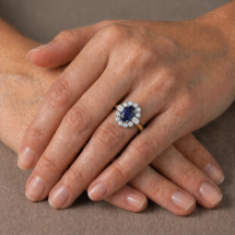 18ct Gold 86pts Lab Sapphire 30pts Lab Diamond Ring