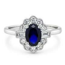 Platinum 86pts Lab Sapphire 30pts Lab Diamond Ring