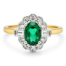18ct Gold 1.04cts Lab Emerald 50pts Lab Diamond Ring