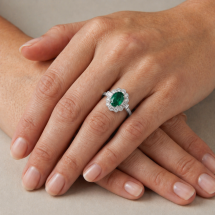 Platinum 1.00cts Lab Emerald 50pts Lab Diamond Ring