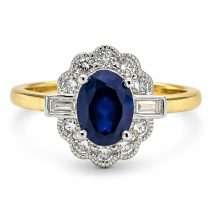 18ct Gold 1.75cts Lab Sapphire 50pts Lab Diamond Ring