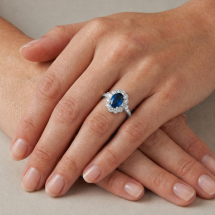 Platinum 1.75cts Lab Sapphire 50pts Lab Diamond Ring