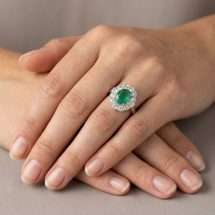 9ct White 2.00ct Emerald 1.00ct Diamond Cluster Ring