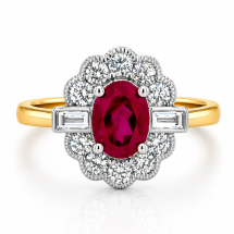 18ct Gold 2.00cts Lab Ruby 1.00pts Lab Diamond Ring