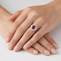 18ct Gold 2.00cts Lab Ruby 1.00pts Lab Diamond Ring