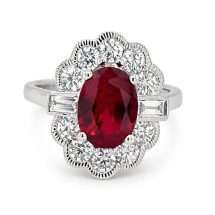 Platinum 2.03cts Lab Ruby 1.00pts Lab Diamond Ring