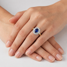 18ct Gold 2.00cts Lab Sapphire 1.00pts Lab Diamond Ring