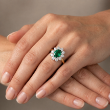 18ct Gold 1.65cts Lab Emerald 75pts Lab Diamond Ring