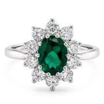 Platinum 1.61cts Lab Emerald 75pts Lab Diamond Ring