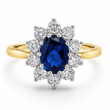 18ct Gold 1.95cts Lab Sapphire 75pts Lab Diamond Ring