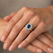 18ct Gold 1.95cts Lab Sapphire 75pts Lab Diamond Ring