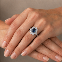 Platinum 1.95cts Lab Sapphire 75pts Lab Diamond Ring