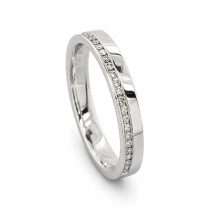 9ct White Gold 10pts Diamond Off Set Channel Wedding Ring