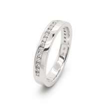 9ct White Gold 25pts Diamond Off Set Channel Wedding Ring