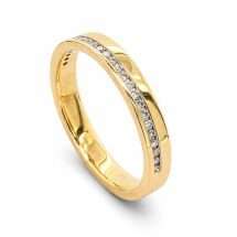 9ct Yellow Gold 10pts Diamond Off Set Channel Wedding Ring