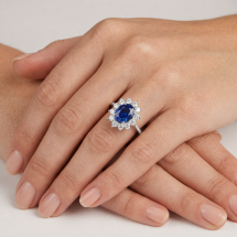 9ct Gold Lab 1.63pts Sapphire And 60pts Lab Diamond Ring