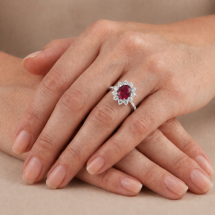 9ct Gold Lab 1.62pts Ruby And 61pts Lab Diamond Ring