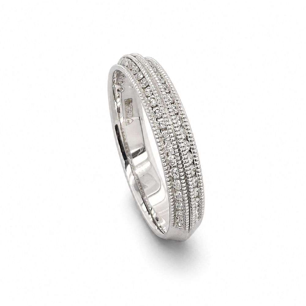 UFO08668-18W 18ct white gold double row 26pts diamond wedding ring standing image UFO08668-18W 18ct white gold double row 26pts diamond wedding ring standing image