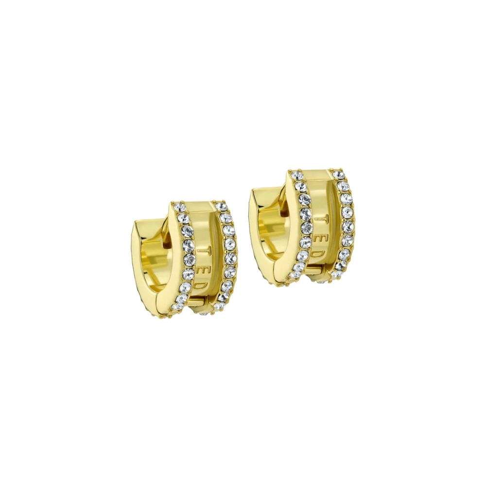tbj4085-02-02 ted baker rosie crystal roll huggie earrings gold tone clear crystal front image tbj4085-02-02 ted baker rosie crystal roll huggie earrings gold tone clear crystal front image