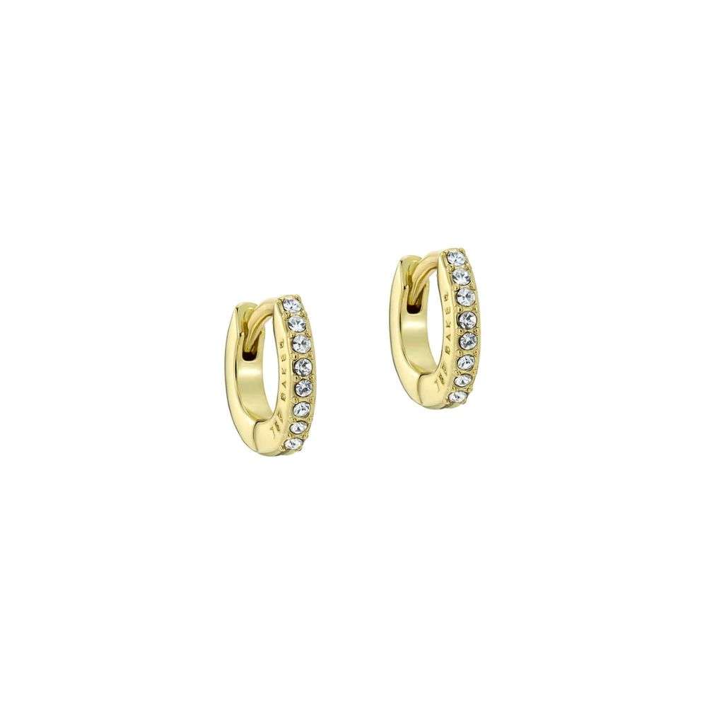 tbj4161-02-02 ted baker hettie crystal hoop earrings 10mm gold tone clear crystal front image