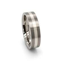 Titanium Men's 6mm Flat Court With Sterling Silver Centre Ring