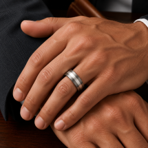 Titanium Men's 6mm Flat Court With Sterling Silver Centre Ring
