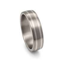 Titanium Men's 6mm Court Double Sterling Silver Lined Ring