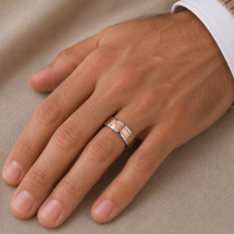 Titanium Men's 6mm Court 9ct Rose Gold Centre Ring