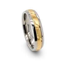 Titanium Men's 6mm Court 9ct Yellow Gold Centre Ring
