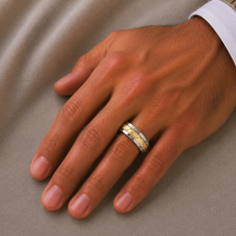 Titanium Men's 6mm Court 9ct Yellow Gold Centre Ring
