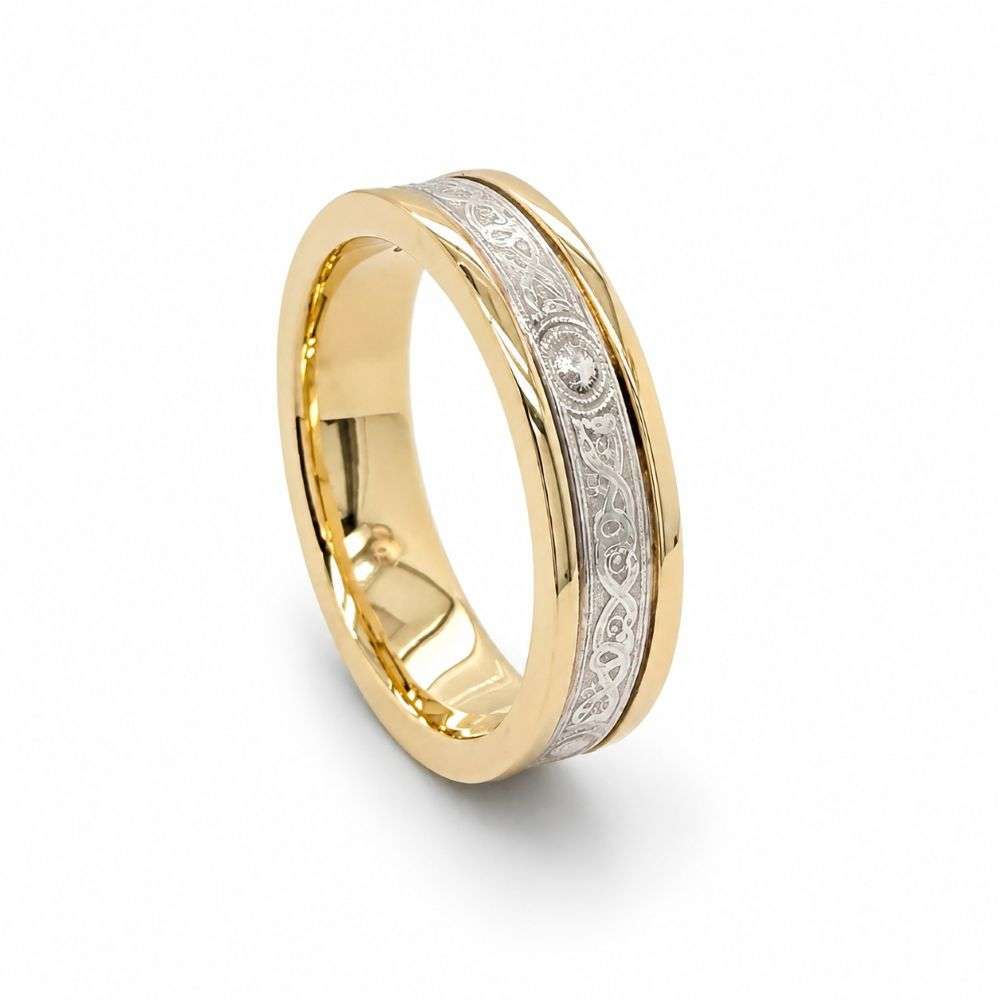 10CL413-YG 10ct yellow gold and silver celtic warrior wedding ring front image