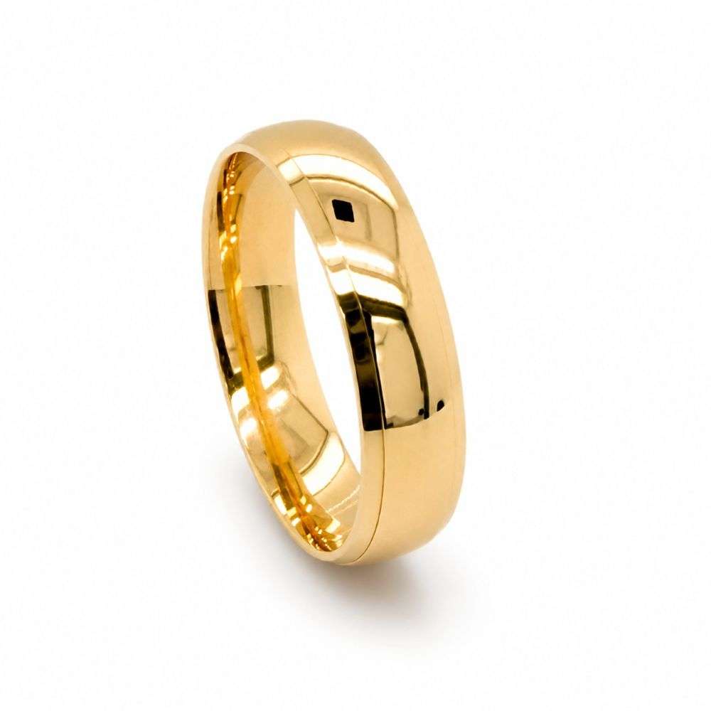 5GMC-9Y-DC122 9ct yellow gold 5mm soft court lined edge wedding ring front image 5GMC-9Y-DC122 9ct yellow gold 5mm soft court lined edge wedding ring front image