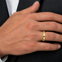 9ct Yellow Gold Men's 6mm Court Beaded Centre Wedding Ring