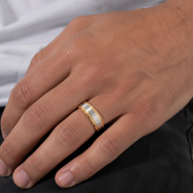 Silver And 9ct Yellow Gold Matt 6mm Court Wedding Ring