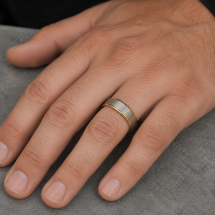 Silver And 9ct Yellow Gold Matt 5mm Court Wedding Ring