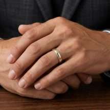 Silver And 9ct Yellow Gold 5mm Court Wedding Ring