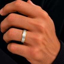 Silver And 9ct Yellow Gold 5mm Court Wedding Ring