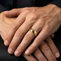 9ct Yellow Gold Men's 6mm Soft Court Lined Edge Wedding Ring