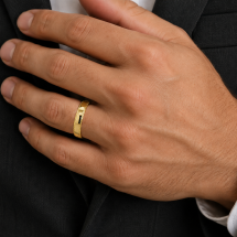 9ct Yellow Gold Men's 5mm Court Faceted Edge Wedding Ring