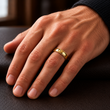 9ct Yellow Gold Men's 5mm Soft Court Beaded Edge Wedding Ring